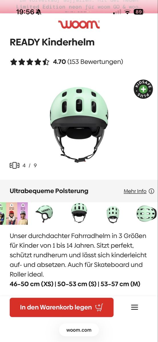 Woom Caschi: NEU Woom READY Kinderhelm Grösse M, 53-57 cm – Nuovo e nell'imballaggio originale da Riedikon venduto da fox222 2