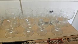 9 bicchieri in fine vetro decorato