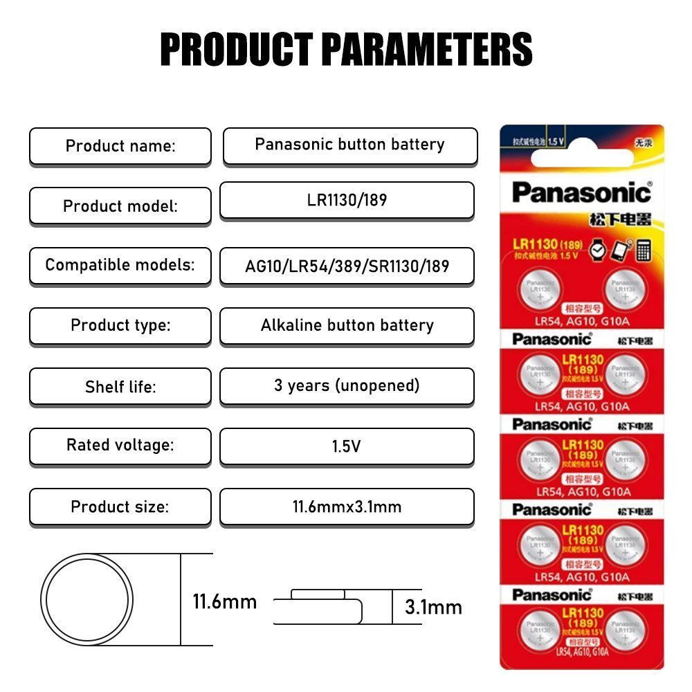 Panasonic Akkus & Batterien: 10 Knopfzellen Panasonic LR 1130 – Neu und originalverpackt aus Diepoldsau von preisparadies-ch 6