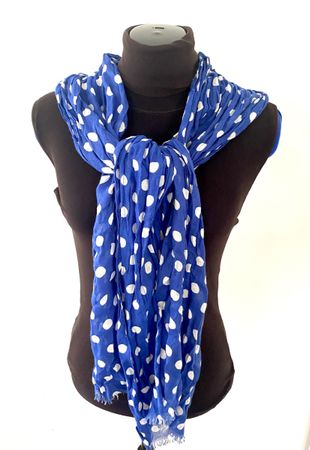 Sommerschal Blau/Weiss gepunktet (55x178 cm) – Naturmaterial