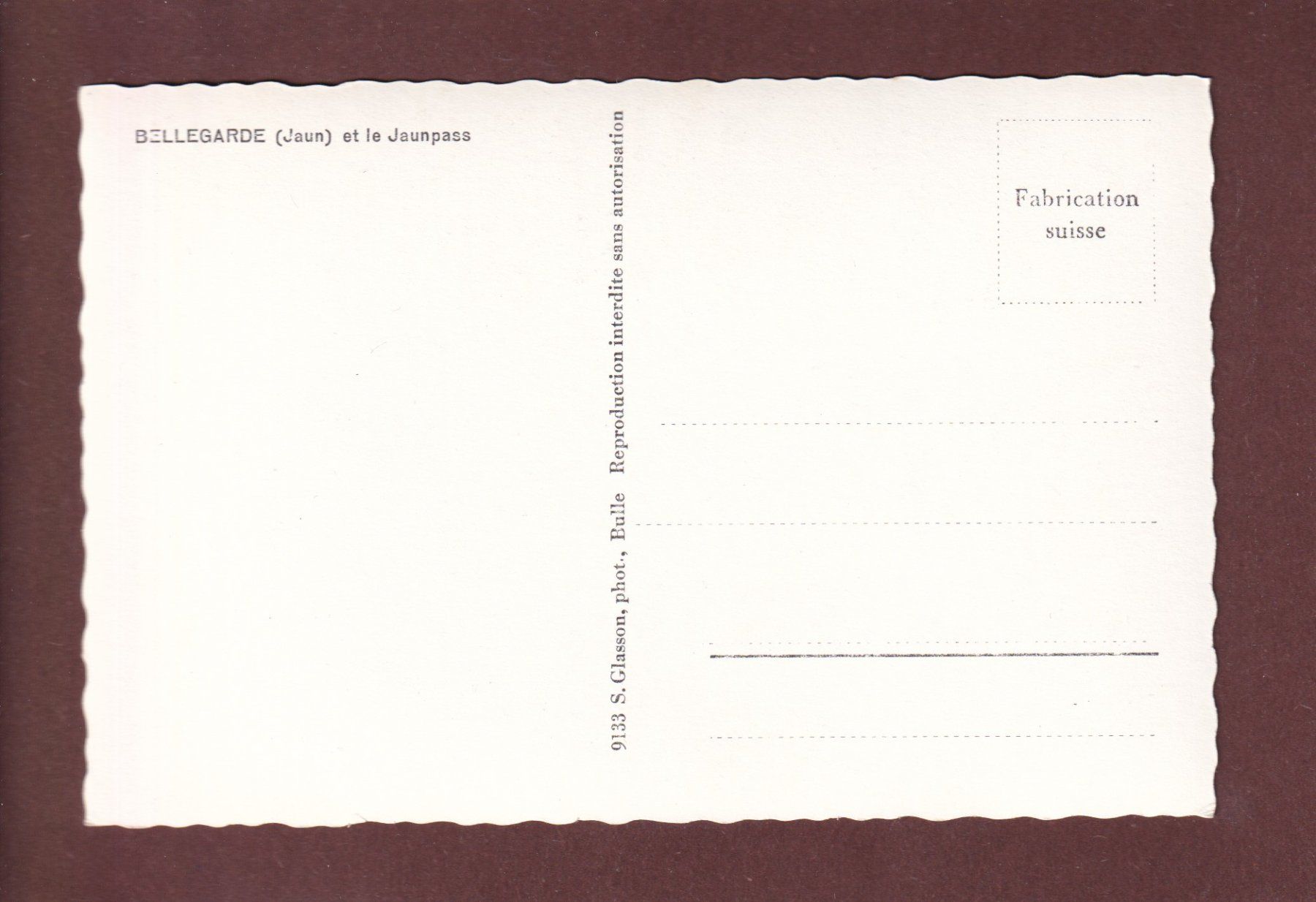 Cartoline postali: BELLEGARDE - Jaunpass – Usato da Pully venduto da nicecards-shop 1