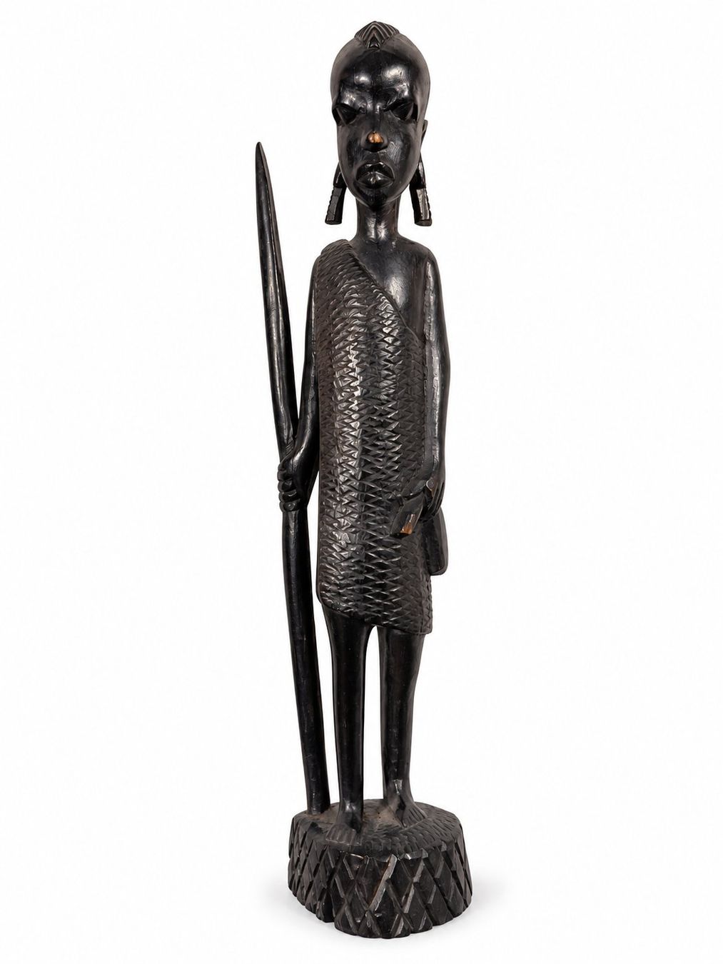 Sculptures & Statues: Dunkle geschnitzte Holzfigur mit langem Stab – D'occasion à Zollikerberg par lin_yc2n 3