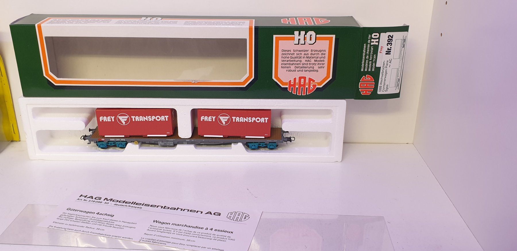 Hag Trains électriques: Hag SBB  Flachwagen Frey Transport 392 – Neuf avec emballage d'origine à Neuenhof par ludovicco