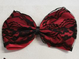 Haarspange Haarclip Lace schwarz / rot  ca 15x10cm