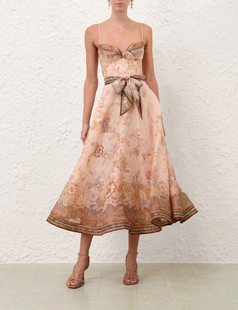 Silk Linen Blend Midi Dress
