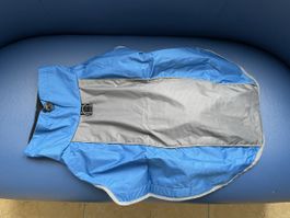 Hunde Mantel Regenschutz blau grau Grösse L neu