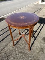 Antiker, runder Beistelltisch mit Intarsien, Vintage!