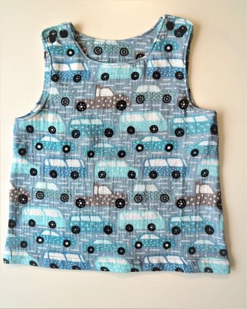 Trägershirt aus Musselin Gr.86/92 mit Auto - NEU