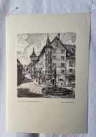 Original Lithographie von J. Nohl - Blick in die Oberstadt..