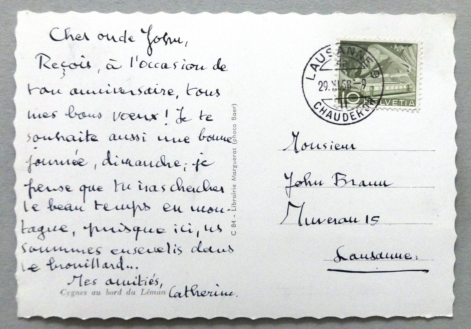 Cartoline postali: Cygnes au bord du Léman – Usato da Fétigny venduto da Billy2miny 1
