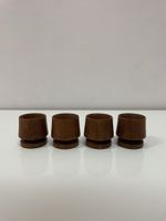 4x gedrechselter Teak Eierbecher vintage Holzeierbecher 60s