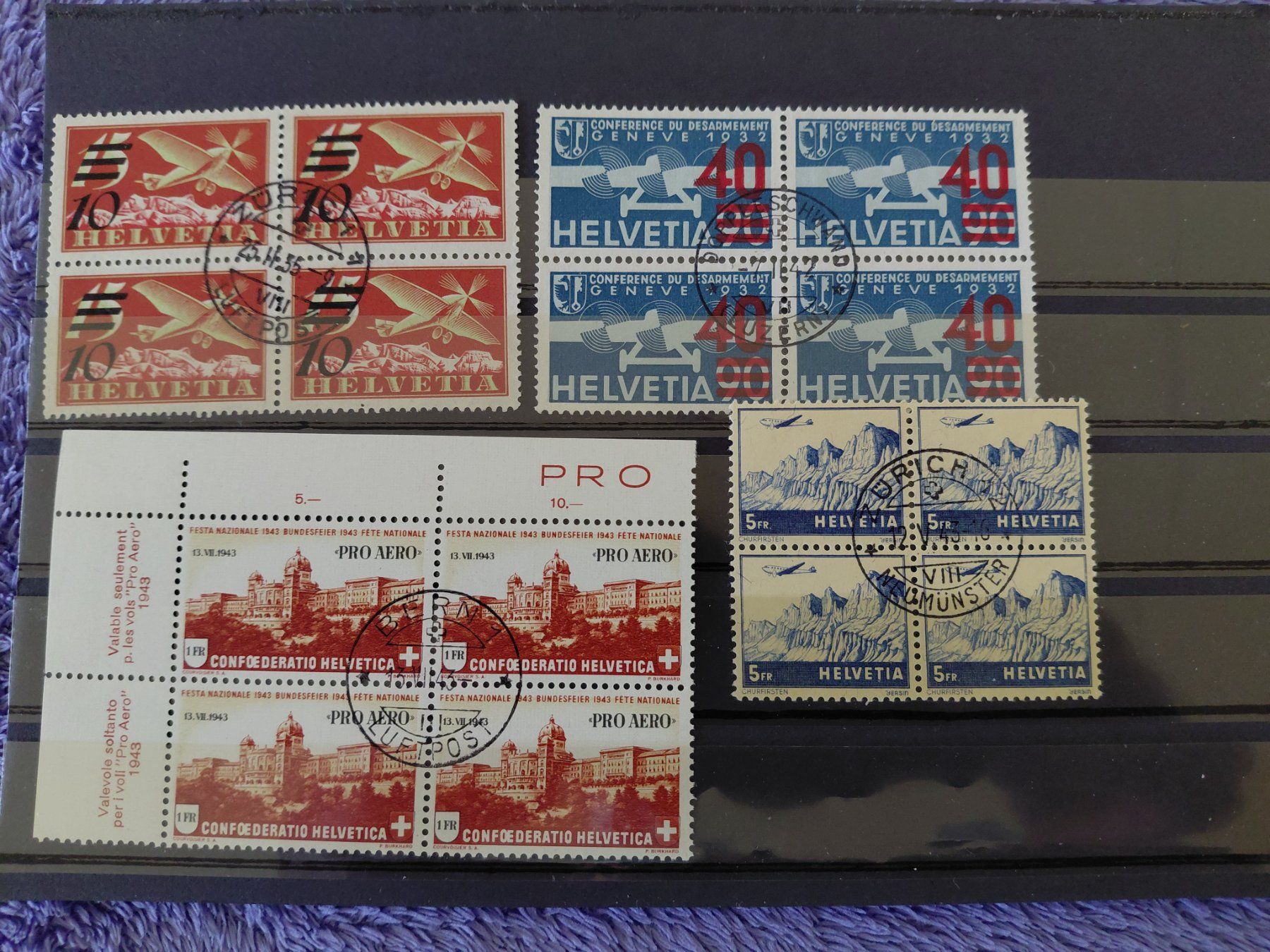 Alle Briefmarken: Set 4er Blöcke Flugpost – Gebraucht aus Horw von Onurb008