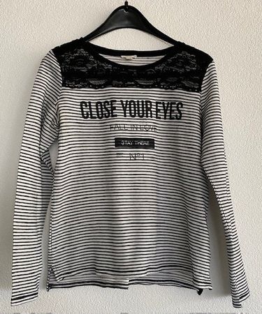 Esprit Langarmshirt Gr. XL schwarz weiss gestreift ...