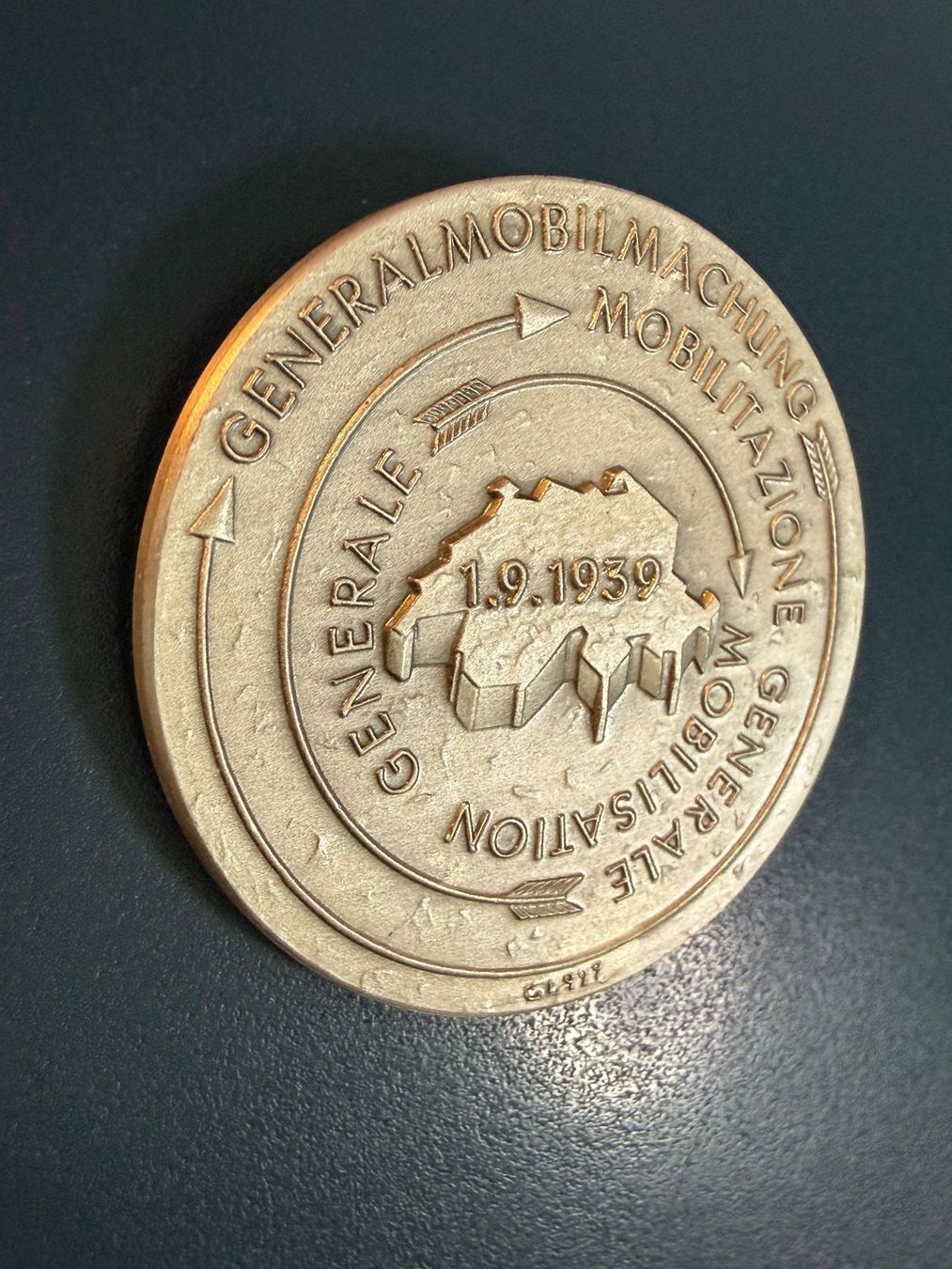 Medaglie: General Guisan,  Silbermedaille, Generalmobilmachung – Usato da Oberhasli venduto da Sicurezza 5