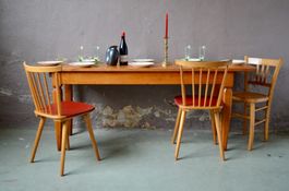 Grande table ancienne de ferme ou de bistrot en bois massif