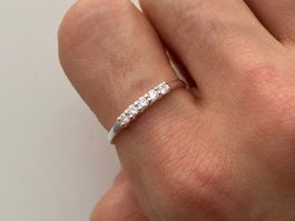 Silber 925 Solitär Band Ring Zircon