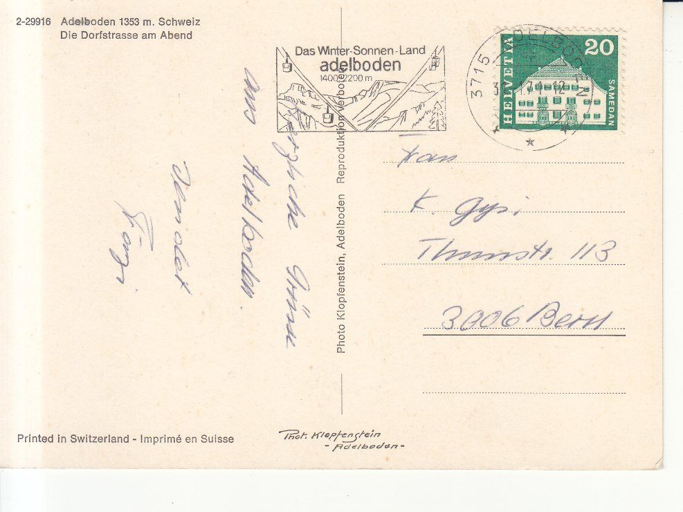 Ansichtskarten: Adelboden 1971 – Gebraucht aus Bürglen TG von StampGraf 1