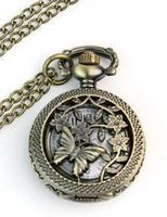 NEUE Umhängeuhr Bronze mit Deckel+Kette