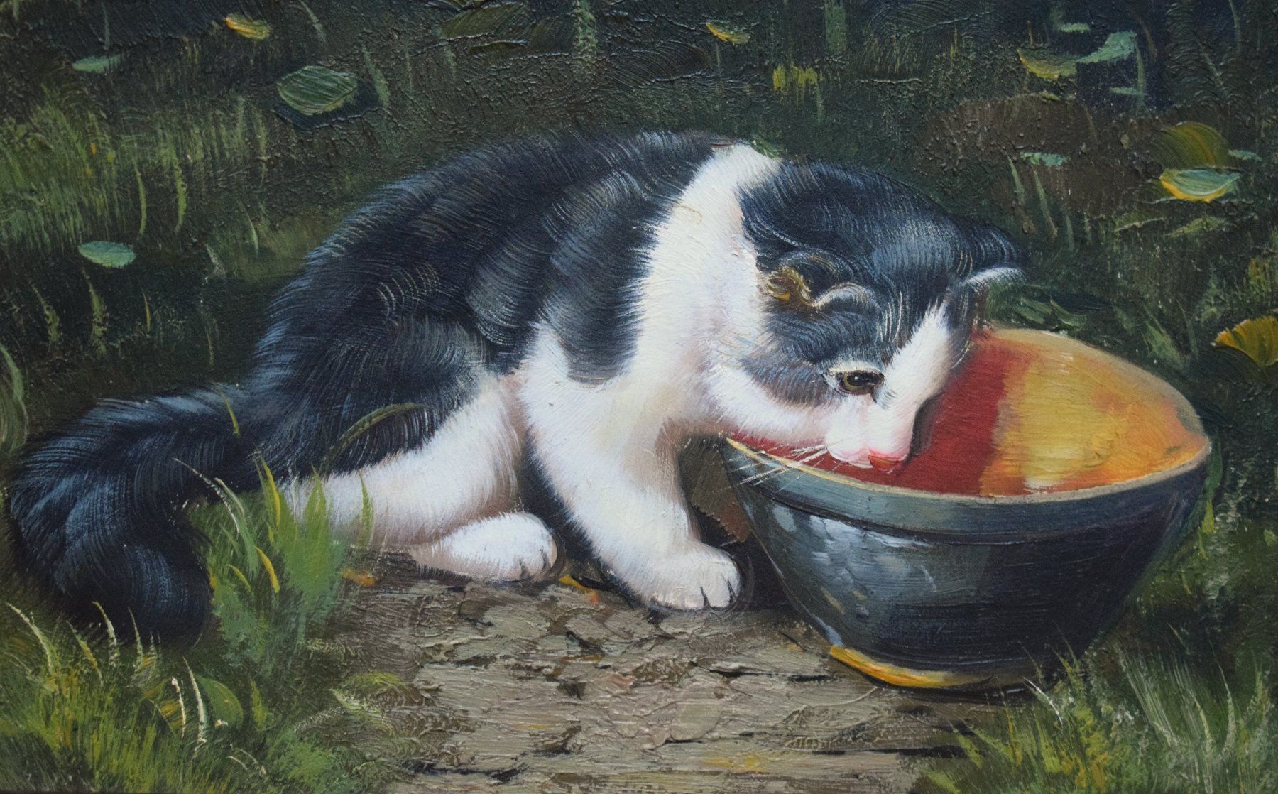 Gemälde: TOP Katze Bauernmalerei Ölgemälde – Gebraucht aus Zürich von Kunstvoll 3