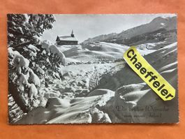 Alte Winter Postkarte mit Briefmarke "Die besten Wünsche"