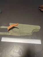 Holster en toile verte avec sangle et cuir, bon état