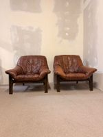 Vintage Sessel aus Leder mit Bambusgestell aus den 60er