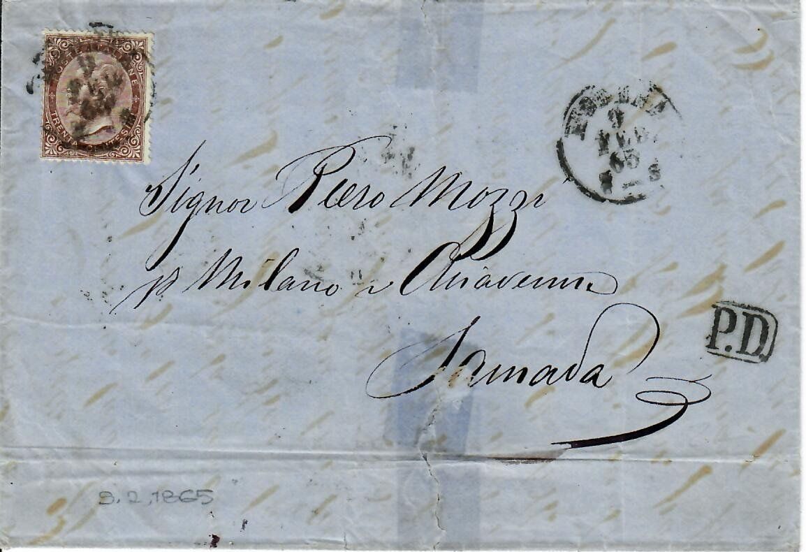 Alle Briefmarken: Brief, Italien 1865 – Gebraucht aus Hochdorf von Ziegel-16