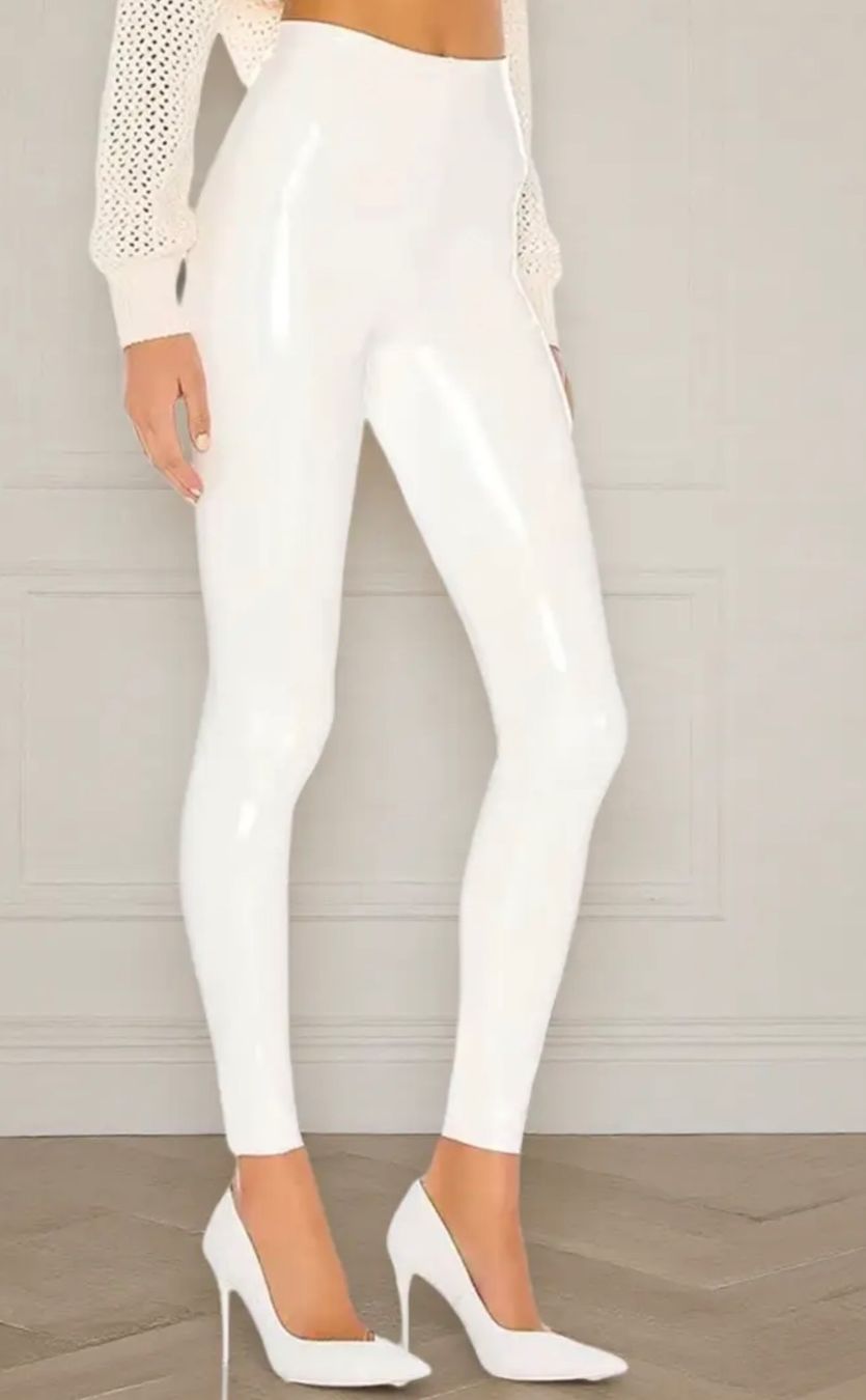 Leggings: Vinyl Lack Leggings Weiss – Nuovo e nell'imballaggio originale da Uetendorf venduto da Stoun 1
