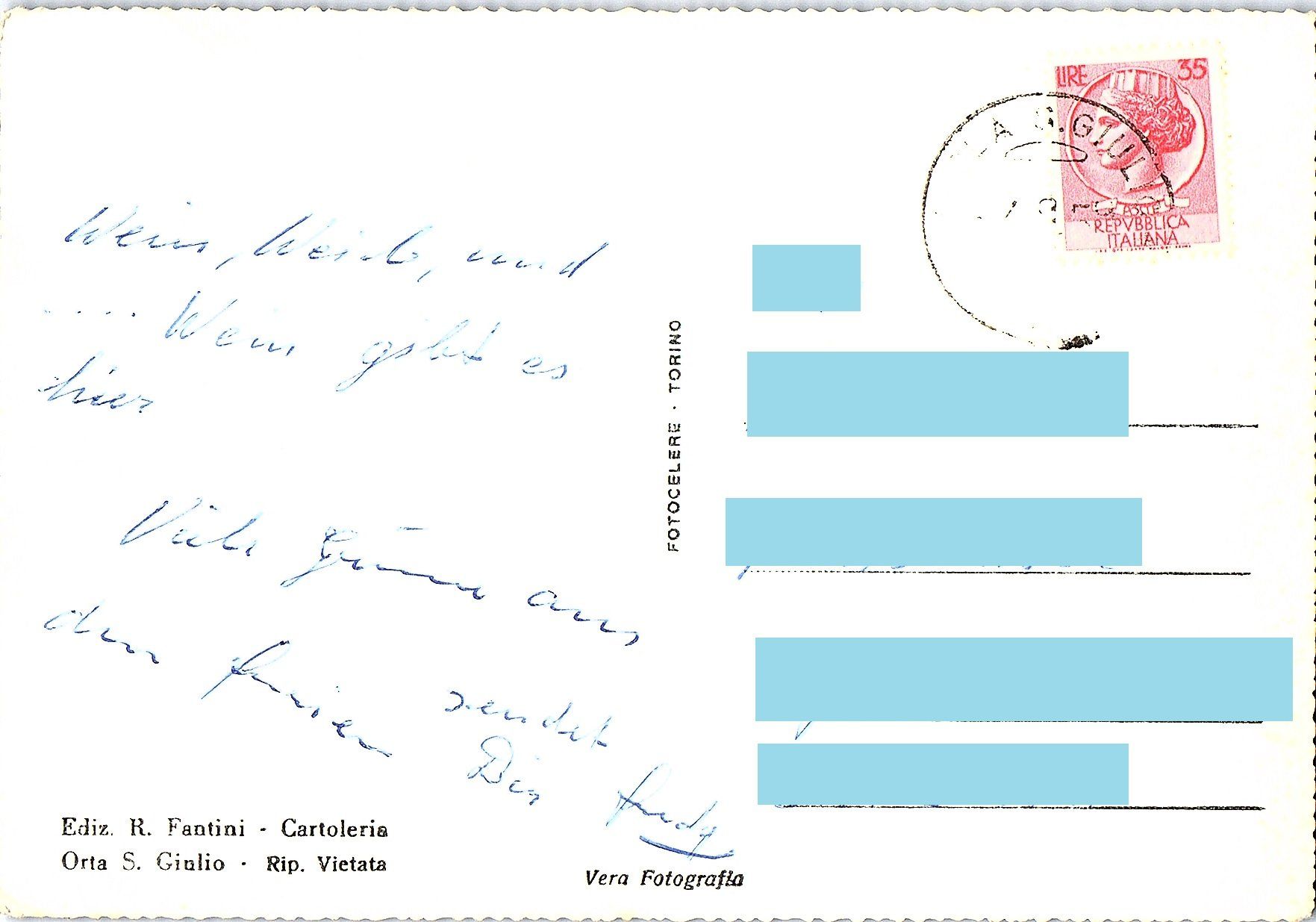 Ansichtskarten: AK ISOLA E DELLA, Lago d'Orta 07.08.1959 – Gebraucht aus Würenlos von KKMeister 1