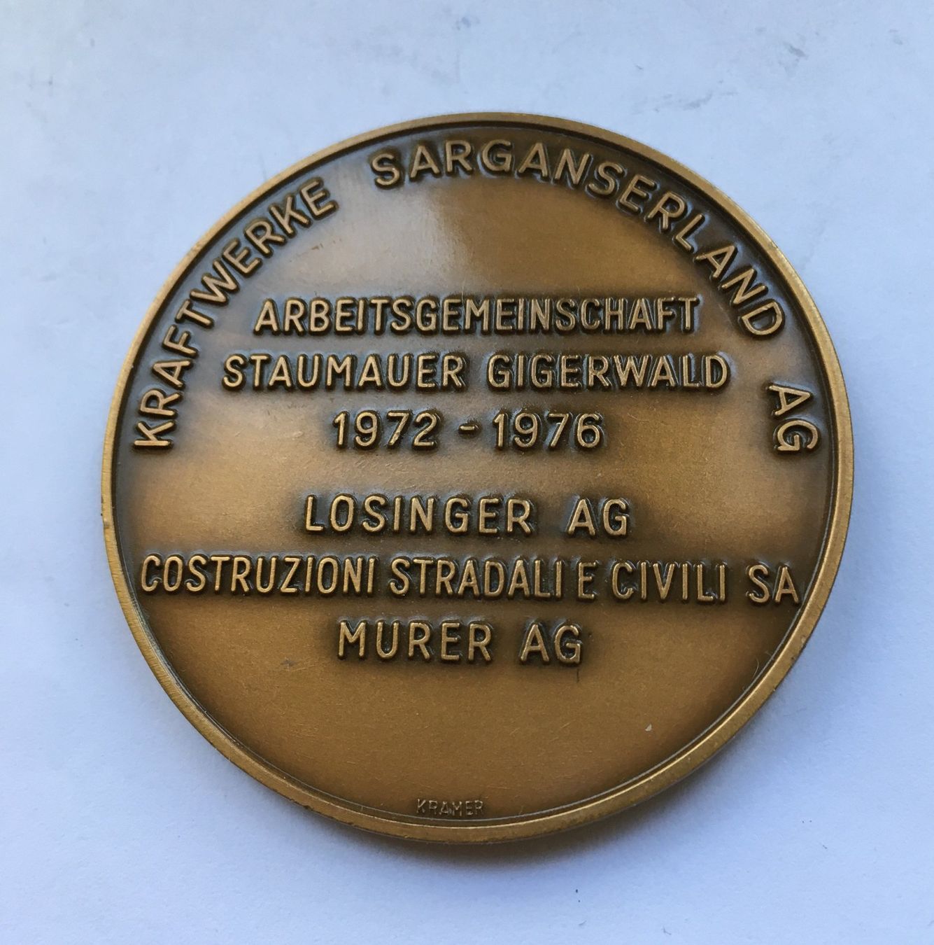 Medaglie: 1976 Medaille Staumauer Gigerwald FDC – Nuovo (secondo la descrizione) da Kirchberg SG venduto da Helveticus00 1