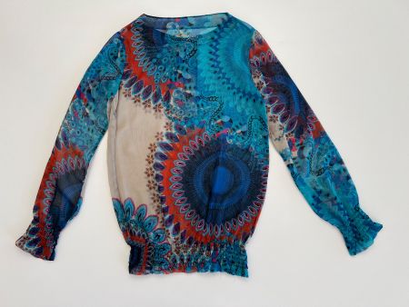 Desigual Tunika Bluse XS bunt Boho Ethno Print leicht transp