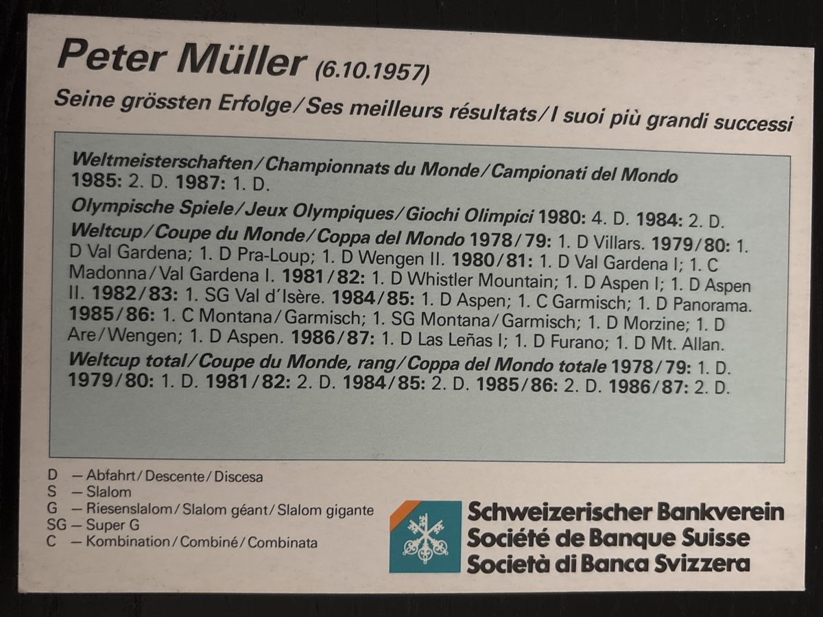 Autogramme: Autogramm Peter Müller Ski-WM-Sieger Kodak – Gebraucht aus Uetendorf von hoisle 1