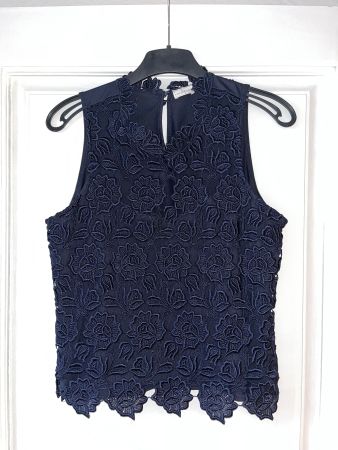 Collection, Spitzentop, dunkelblau, 40