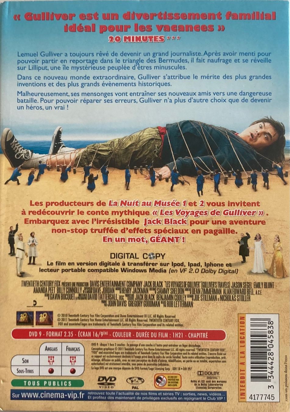 Tutti i DVDs: JACK BLACK - LES VOYAGES DE GULLIVER (GÉANT MALGRÉ LUI !) – Usato da Poliez-Pittet venduto da Newtown-Records 1