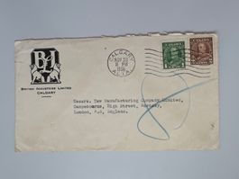 Historischer Briefumschlag Kanada 1936 mit Briefmarke