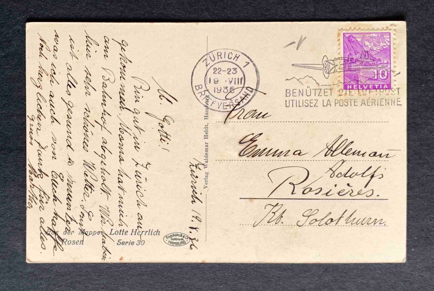 Cartoline postali: AK Rosen Lotte Herrlich 1936 – Usato da Goldau venduto da Balkonia09 1