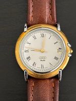 MONDAINE Vintage Armband-Uhr Edelstahl /vergoldet mit Datum