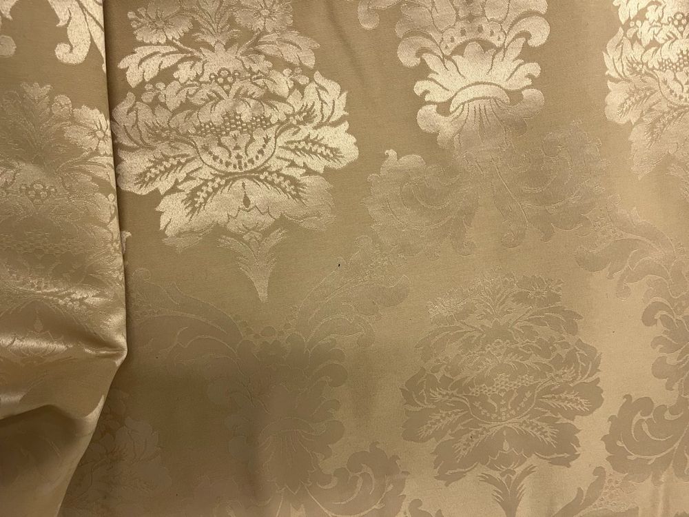 Tissu Damassé Ancien - Coton Blanc - Coupon 100x120 Cm - Occasion Pour Artisanat