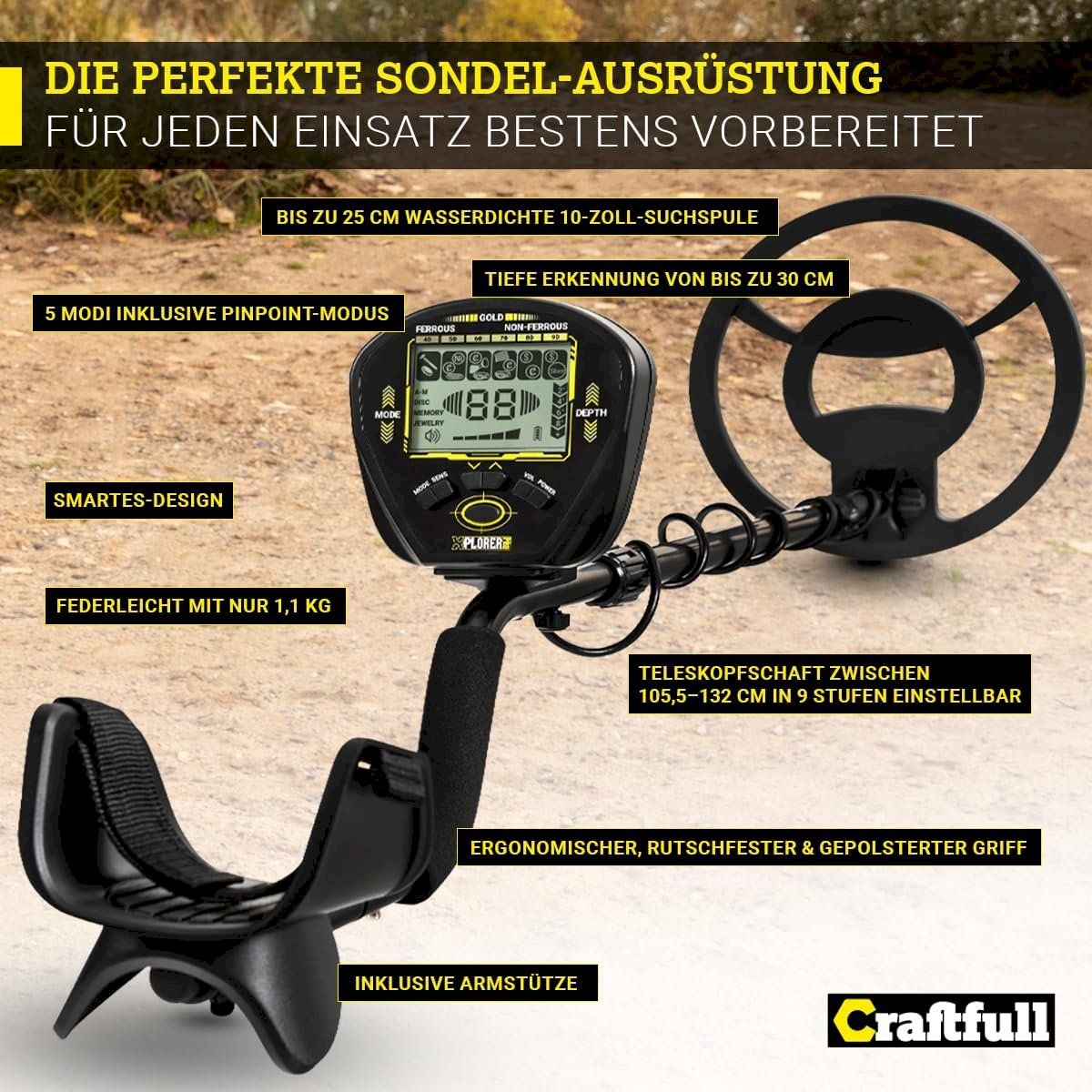 Misurare: Craftfull Metalldetektor XPlorer Pro – Nuovo e nell'imballaggio originale da Bottighofen venduto da zaap 8