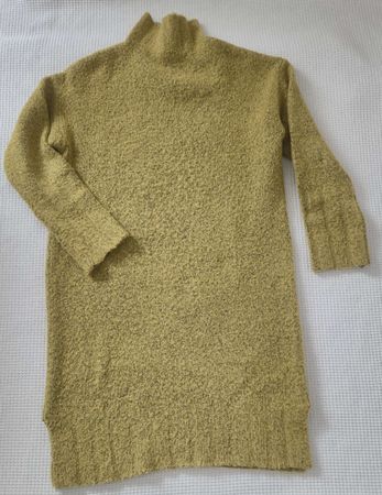 Robe pull d'hiver à col roulé, coloris jaune moutarde