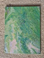 Abstraktes Gemälde Grüne Farbtöne handgemalt Unikat 30x40cm
