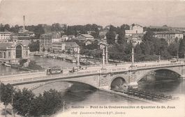 Genf – Coulouvrenière-Brücke und Quartier St. Johann Tram
