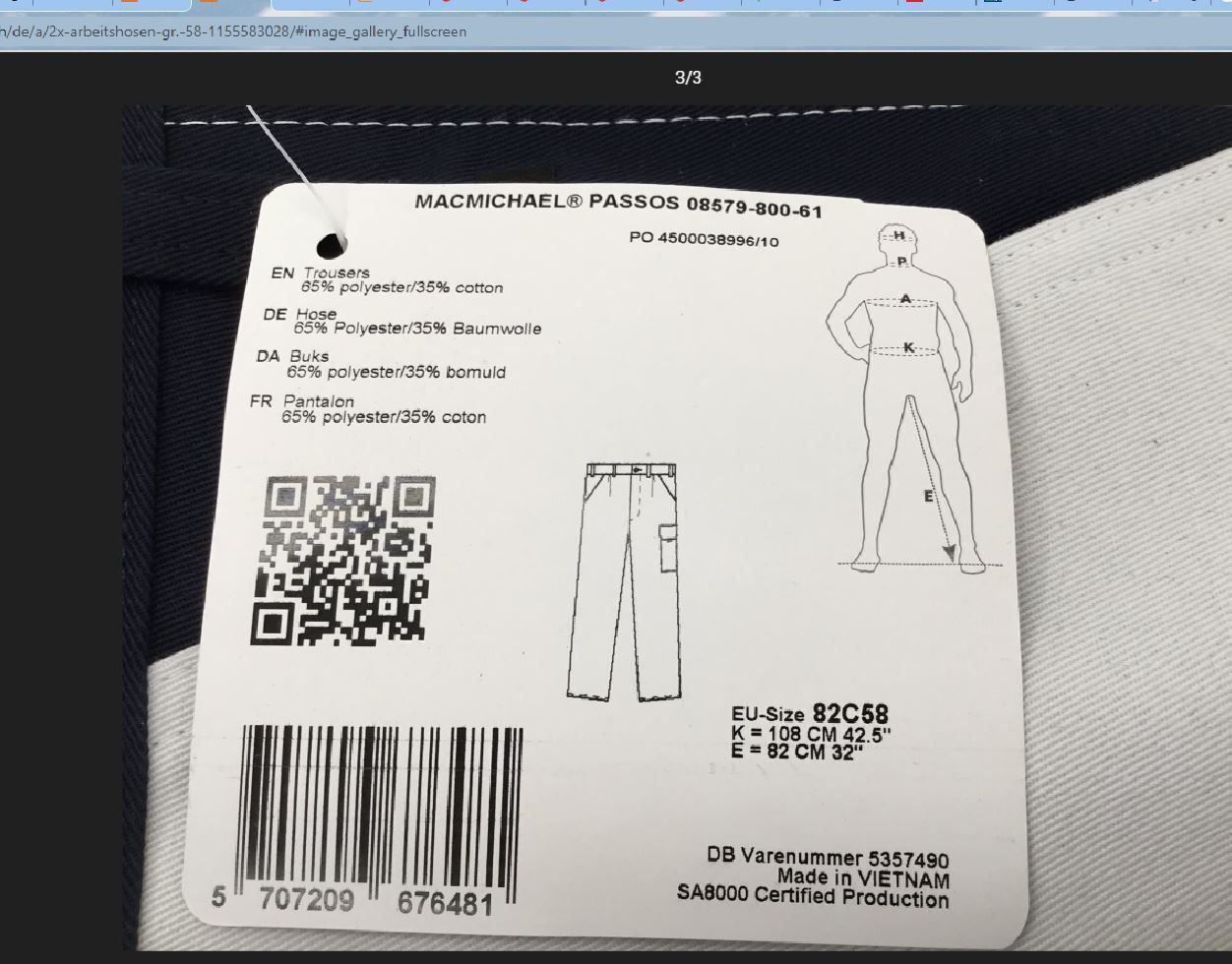 Pantaloni: Mascot/MacMichael Arbeitshose Gr. 58 – Nuovo e nell'imballaggio originale da Uerkheim venduto da Kaufoption 4