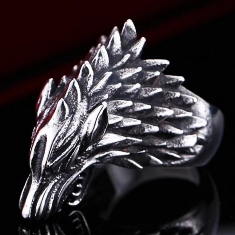 Anelli: Wolf Head Men Ring from Stainless Steel – Nuovo e nell'imballaggio originale da Aarburg venduto da StavFashion 1