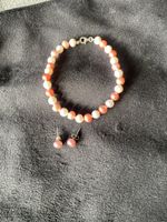 Schönes echte Natur Perlenset Armband & Ohrringe 925 Silber