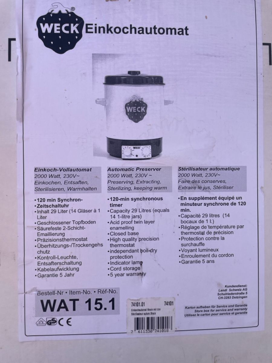 Elettrodomestici da cucina: Weck Einkochautomat – Usato da Oerlingen venduto da vogelsanger02 2