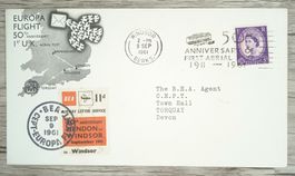 TR102 Enveloppe + Timbre Englaterre 1961 Theme Aviation
