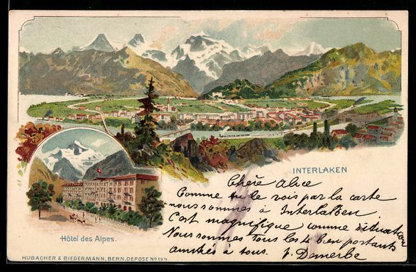 Ansichtskarten: Litho Interlaken, Panorama und Hotel des – Gebraucht aus Berlin von bartko-reher