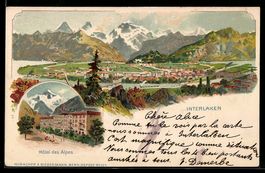 Litho Interlaken, Panorama und Hotel des