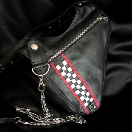 Motorradtasche Damen Handytasche schwarzes Leder Revolverbag